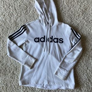 Adidas White Hoodie with Black Stripes